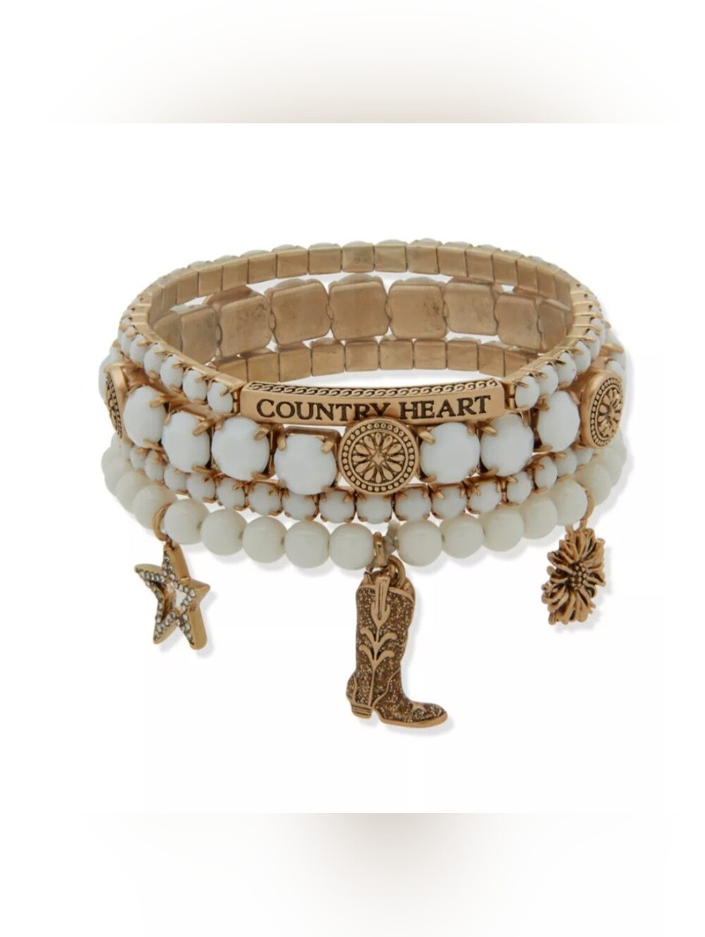 NWT Lainey Wilson Country Heart Strecthy Four Piece Braclet Set